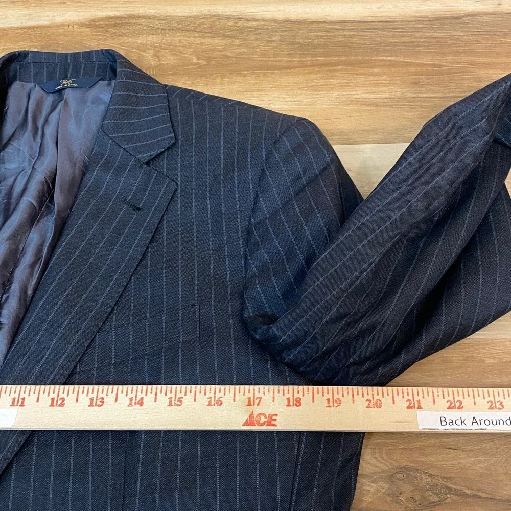 Brooks Brothers Sport Coat Mens 38R Pinstripe 2 Button Blazer Jacket Gray Blue